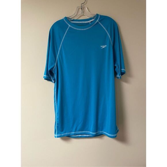 Brand New Speedo Men’s Large Blue Short Sleeve T-Shirt Athletic Running Swim - Picture 1 of 5